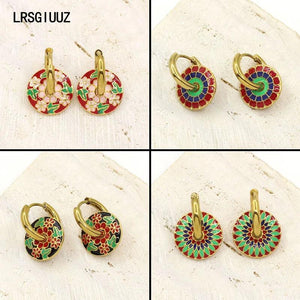 Enamel Retro Colored Drop Glaze Earrings