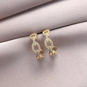 Micro Zircon Setting C Stud Earrings For Women Vintage Young Girl N776