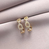 Micro Zircon Setting C Stud Earrings For Women Vintage Young Girl N776