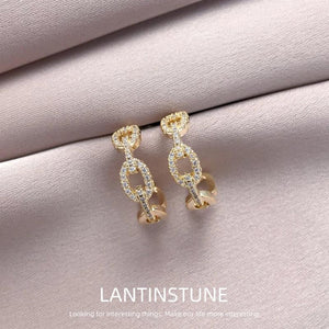 Micro Zircon Setting C Stud Earrings For Women Vintage Young Girl N776
