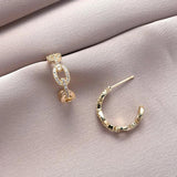 Micro Zircon Setting C Stud Earrings For Women Vintage Young Girl N776