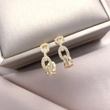 Micro Zircon Setting C Stud Earrings For Women Vintage Young Girl N776