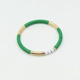 Enamel Women's Bracelet, Bamboo Tube, Rainbow Color-blocking