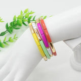 Enamel Women's Bracelet, Bamboo Tube, Rainbow Color-blocking