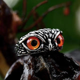 Punk Owl Stone Eyes Stainless Steel Animal Ring Men Women Jewelry