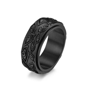 Vintage Devil's Eyes Rotatable Ring Men's Titanium Steel Hand Jewelry