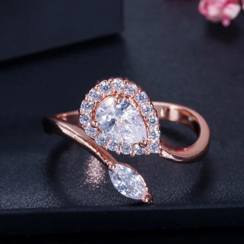 Royal CZ Water Drop Stone Rings for Women R065