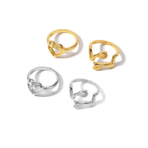 18K Alloy Heart Rings Set for Women INS Geometric Knuckle Couple Wedding Jewelry