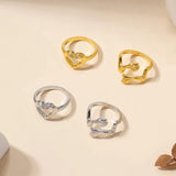 18K Alloy Heart Rings Set for Women INS Geometric Knuckle Couple Wedding Jewelry