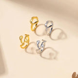 18K Alloy Heart Rings Set for Women INS Geometric Knuckle Couple Wedding Jewelry