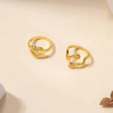 18K Alloy Heart Rings Set for Women INS Geometric Knuckle Couple Wedding Jewelry