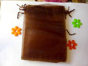 Brown Organza Bag 17*23cm 30pcs Drawstring Jewelry Tea Gift Candy Pouch