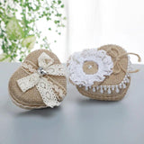 Heart Lace Ring Box Romantic Burlap Bow Wedding Ring Storage Holder