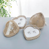 Heart Lace Ring Box Romantic Burlap Bow Wedding Ring Storage Holder