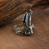 Vintage Rabbit Ring For Men Jewelry Set Crystal Eye Animal Pattern Male Ring