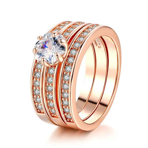 Classic 3 Round Engagement Ring Set with Austria Crystals HotSale R059