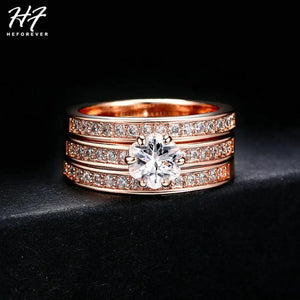 Classic 3 Round Engagement Ring Set with Austria Crystals HotSale R059