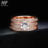 Classic 3 Round Engagement Ring Set with Austria Crystals HotSale R059