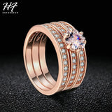 Classic 3 Round Engagement Ring Set with Austria Crystals HotSale R059