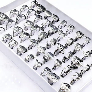 Striped Stainless Steel Rings for Women and Men Mix Finger Ring