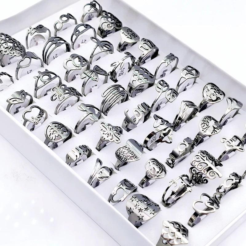 Striped Stainless Steel Rings for Women and Men Mix Finger Ring
