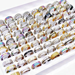 Striped Stainless Steel Rings for Women and Men Mix Finger Ring