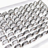 Striped Stainless Steel Rings for Women and Men Mix Finger Ring