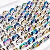 Striped Stainless Steel Rings for Women and Men Mix Finger Ring