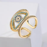 Cubic Zircon Evil Eye Ring Plated Jewelry For Girl Party Gift
