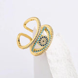 Cubic Zircon Evil Eye Ring Plated Jewelry For Girl Party Gift