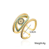 Cubic Zircon Evil Eye Ring Plated Jewelry For Girl Party Gift