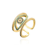Cubic Zircon Evil Eye Ring Plated Jewelry For Girl Party Gift