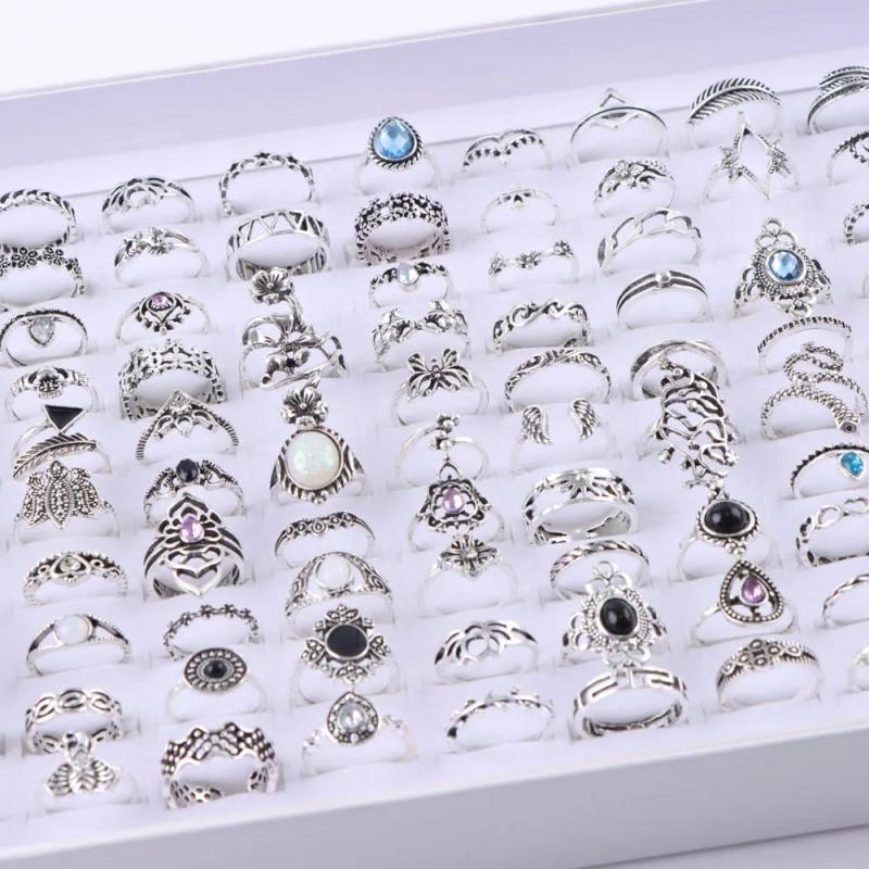 20Pcs/Lot Punk Snake Animal Hollow Star Moon Kuncle Rings Mix Style Jewelry