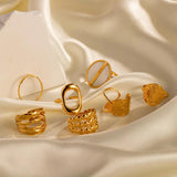 Shell Cutout Solid Ring Stainless Steel PVD 18K Plated Women's Jewelry