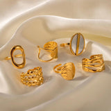 Shell Cutout Solid Ring Stainless Steel PVD 18K Plated Women's Jewelry