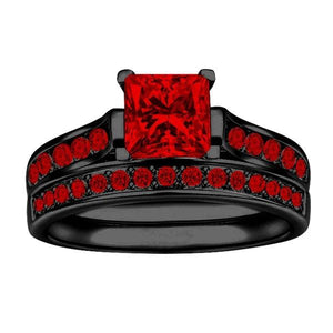 Amvie Red Couple Vintage Stainless Steel Men Ring Set