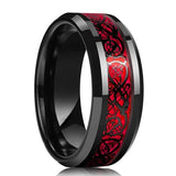 Amvie Red Couple Vintage Stainless Steel Men Ring Set