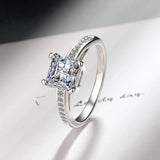 S925 Silver Square Zircon Ring For Women FQL20503