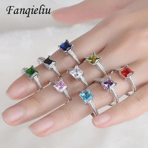 S925 Silver Square Zircon Ring For Women FQL20503
