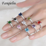 S925 Silver Square Zircon Ring For Women FQL20503