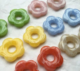 30 PCS 27mm Resin Hollow Out Flowers Earring Accessories Pendant Connectors