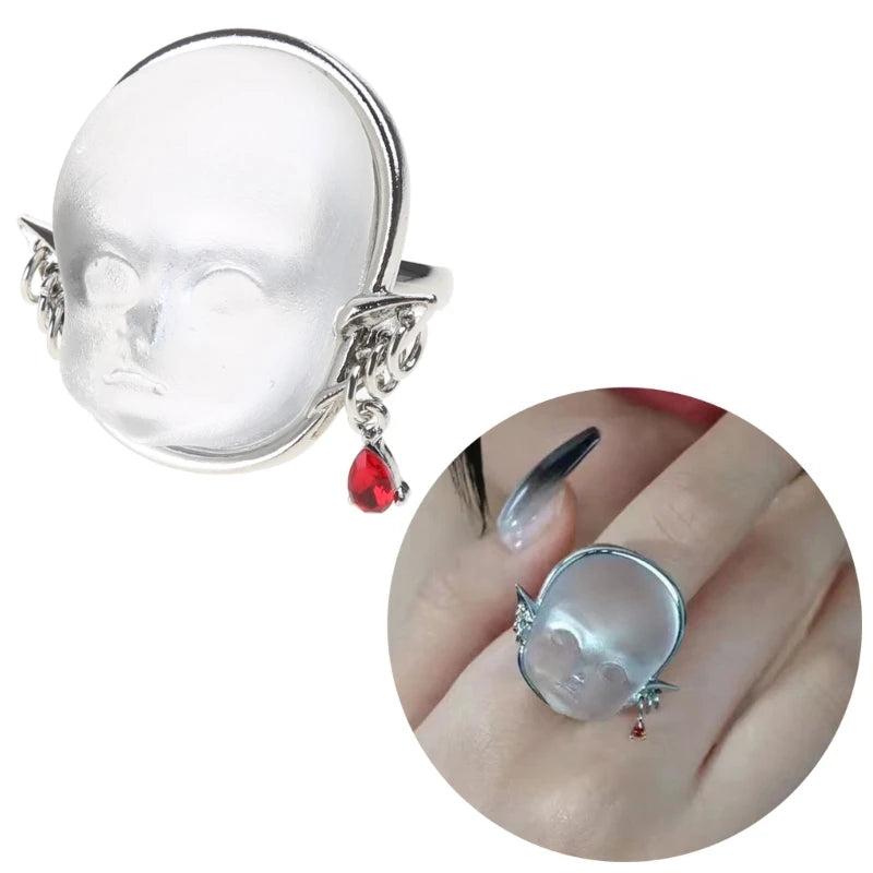 Baby Face Adjustable Open Rings Alloy Material Jewelry Gift for Girls