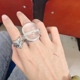 Baby Face Adjustable Open Rings Alloy Material Jewelry Gift for Girls