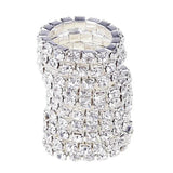 10pcs Elastic Ring Set Silver Crystal Rhinestone Wedding Accessories