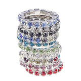 10pcs Elastic Ring Set Silver Crystal Rhinestone Wedding Accessories