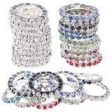 10pcs Elastic Ring Set Silver Crystal Rhinestone Wedding Accessories