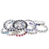 10pcs Elastic Ring Set Silver Crystal Rhinestone Wedding Accessories