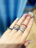 10pcs Elastic Ring Set Silver Crystal Rhinestone Wedding Accessories