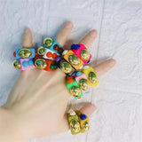 Acrylic Rainbow Beads Harajuku Vintage Rings Charms 90s Y2K Jewelry