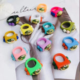 Acrylic Rainbow Beads Harajuku Vintage Rings Charms 90s Y2K Jewelry